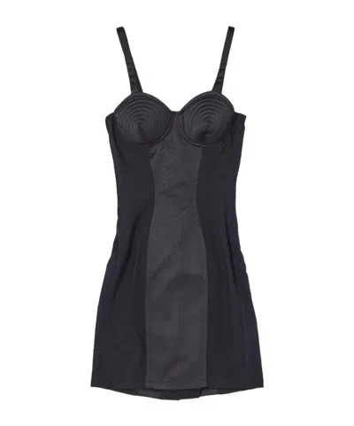 Jean Paul Gaultier Iconic Cone-bra Minidress In Black