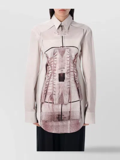 JEAN PAUL GAULTIER ILLUSION COLLARED GRAPHIC PRINT SHIRT