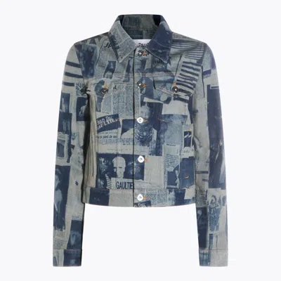 Jean Paul Gaultier Indigo And Beige Denim Jacket In Multi