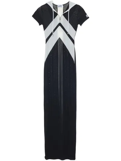 Jean Paul Gaultier Inlaid Chevron Long Dress Woman Black In 黑色