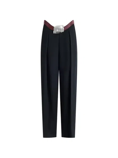 Jean Paul Gaultier Integrated Leather Belt Trousers In Black