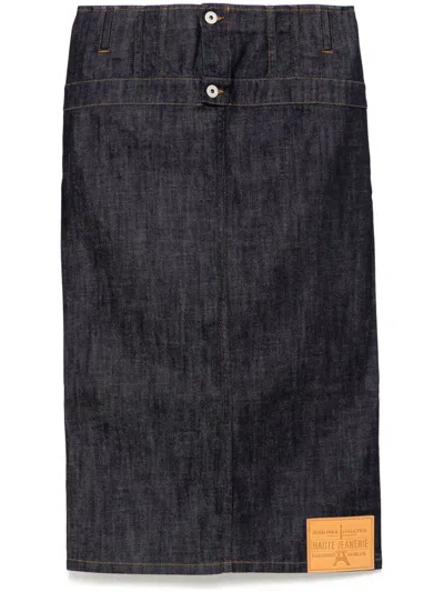 Jean Paul Gaultier Inverted Denim Skirt In Blue