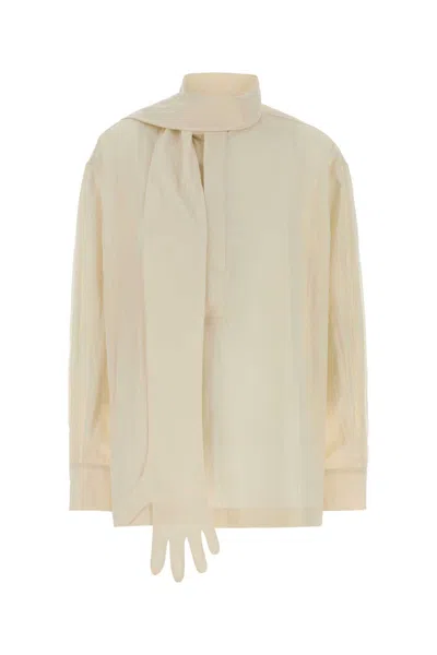Jean Paul Gaultier Ivory Lyocell Blend Blouse In Neutral