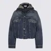 Jean Paul Gaultier Stitched Contrast Hooded Jacket With Front Pockets In Blue