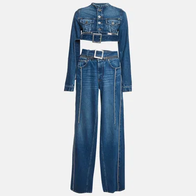 Pre-owned Jean Paul Gaultier Jean Paul Gauliter Blue Denim Belted Set Xxs/xs Waist 24"