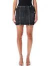 Jean Paul Gaultier Black Washed Denim Mini Skirt With Zips In Black
