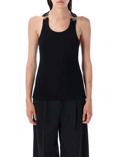 Jean Paul Gaultier Ribbed Buckle Tank Top In Black