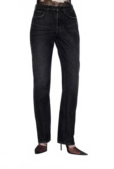 Jean Paul Gaultier Jean With Leather Pocket In Vintage Black