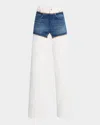 Jean Paul Gaultier Petit Grand Trompe L'oeil Wide Jeans In 0357-ecruvintageblue