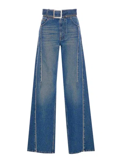 Jean Paul Gaultier The Belted Denim Jeans In Blue