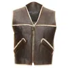 Jean Paul Gaultier Jeans Shearling Lined Logo Zip Vest In Brown