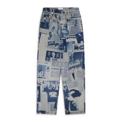 Jean Paul Gaultier Jeans With Newspaper Print Multicolor In Blue