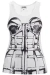 Jean Paul Gaultier White & Black 'trompe L'oeil' Tank Top In White