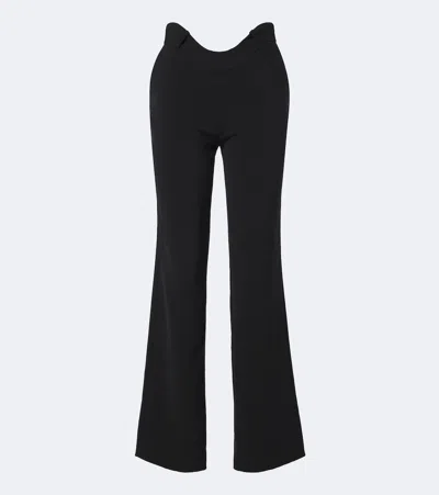 Jean Paul Gaultier Wavy Crepe Mid-rise Wide-leg Pants In Black