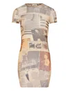 Jean Paul Gaultier Journal-print Mini Dress In Brown