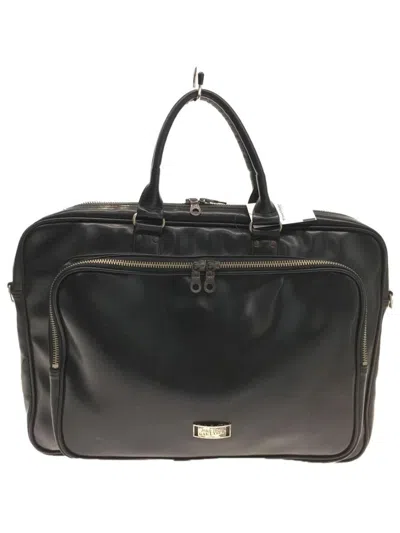 Pre-owned Jean Paul Gaultier Jpg Badge Logo Leather Carry Bag In Black