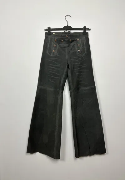 Pre-owned Jean Paul Gaultier Jpg Jeans Corset Laced Cowboy Leather Pants In Black