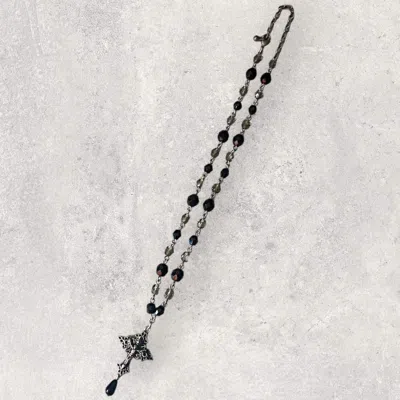 Pre-owned Jean Paul Gaultier Jpg Rosary Cross Necklace In Black