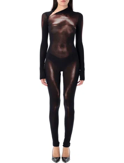 Jean Paul Gaultier Jumpsuit Mesh Body Dust In Brown