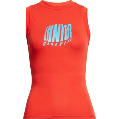 Jean Paul Gaultier Junior Fitted Jersey Graphic Tank In Red