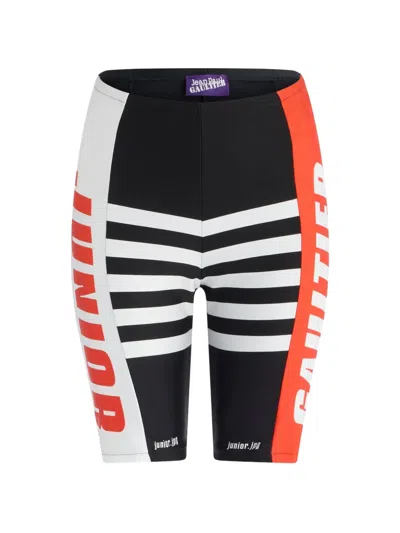 Jean Paul Gaultier Junior Gaultier Stretch-shorts Mit Fahrrad-print In Black