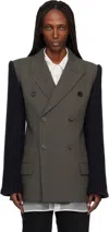 Jean Paul Gaultier Khaki & Navy 'the Bi-material Suit' Blazer