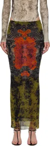Jean Paul Gaultier Khaki & Orange 'the Long Médaillon' Midi Skirt