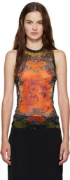Jean Paul Gaultier Khaki & Orange 'the Médaillon' Tank Top