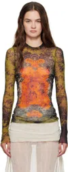 Jean Paul Gaultier Khaki & Orange 'the Médaillon' Top