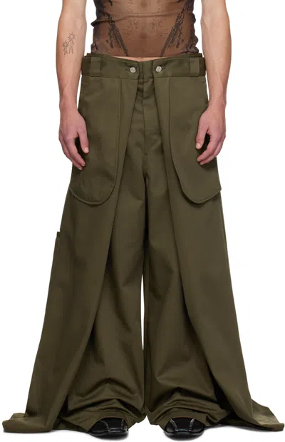 JEAN PAUL GAULTIER KHAKI SHAYNE OLIVER EDITION 'THE WRAP' TROUSERS