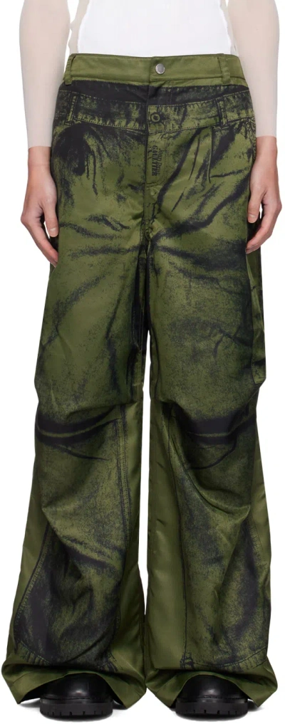 Jean Paul Gaultier Khaki 'the Trompe-l'œil' Cargo Pants In 4100-khaki/black