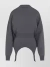 Jean Paul Gaultier High Neck Bat Sleeves Lingerie Garter Pullover Sweater In Gray
