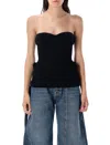 Jean Paul Gaultier Fitted Wool-blend Ribbed Knit Top In Blue