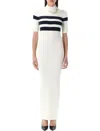 Jean Paul Gaultier Knitted Stripe Short Sleeve Dress In White