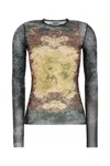 Jean Paul Gaultier Mesh Medallion Top Ls In Multi