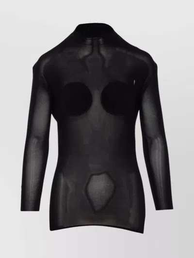 JEAN PAUL GAULTIER KNITWEAR TOP WITH MOCK NECK AND SHEER FABRIC