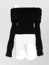 Jean Paul Gaultier Knitwear With Off-the-shoulder Design And Faux Fur Trim In Black