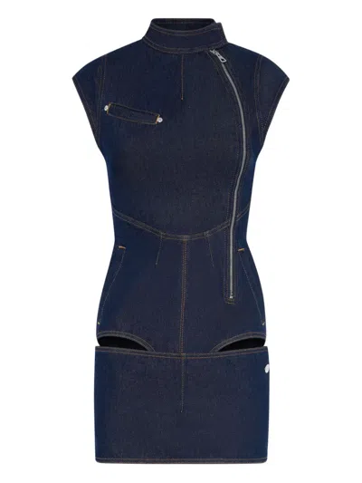 Jean Paul Gaultier La Robe Zipped Denim Mini Dress In Blue