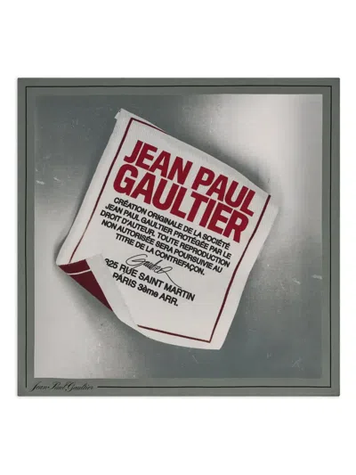 Jean Paul Gaultier Label Jpg Printed Silk Scarf In Gray