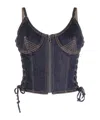 Jean Paul Gaultier Contrast-stitching Denim Corset Top In Black