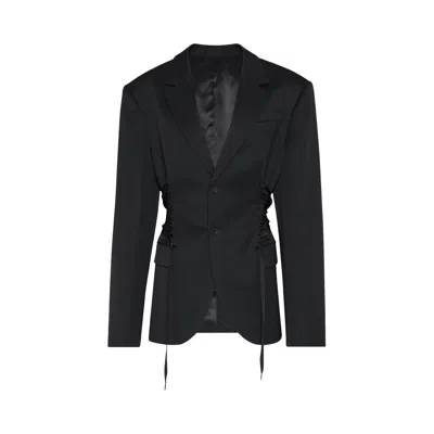 Pre-owned Jean Paul Gaultier Lace Detail Tailored Wool Jacket 'black' | Women's Size 40