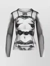 Jean Paul Gaultier Fitted Top With Graphic Lace Design In Multi