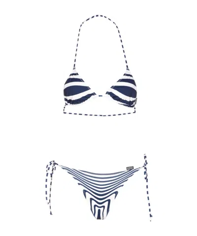 Jean Paul Gaultier Lace-up Bikini In Blue