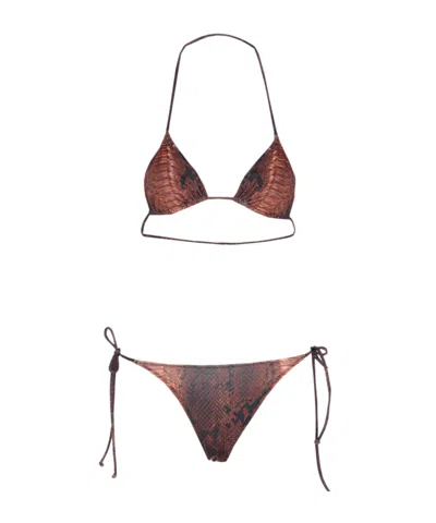 Jean Paul Gaultier Lace-up Bikini In Brown