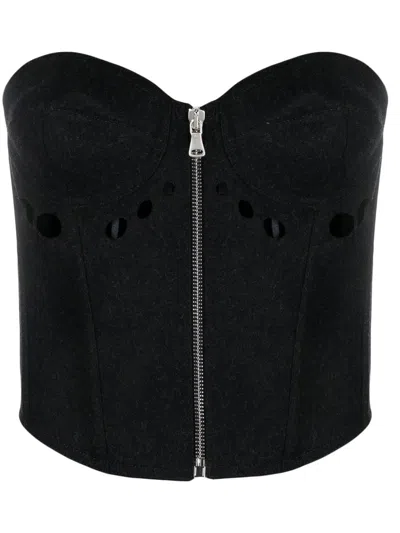 Jean Paul Gaultier Lace-up Corset Top In Grey