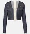 Jean Paul Gaultier Lace-up Cropped Denim Jacket In Blue