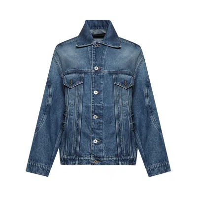 Pre-owned Jean Paul Gaultier Lace-up Denim Jacket 'vintage Blue' | Women's Size Xs