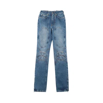 Pre-owned Jean Paul Gaultier Lace-up Denim Jeans 'vintage Blue'