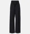 Jean Paul Gaultier Lace-up Wool Wide-leg Pants In Black