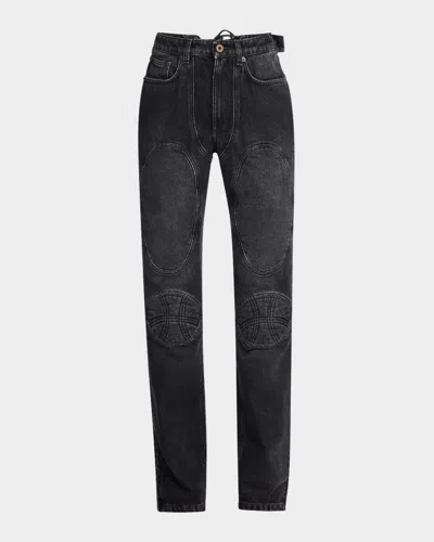 Jean Paul Gaultier Jeans With Padded Inlays And Lace Up In Black
